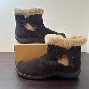Baretraps Brown Suede Faux Fur Casual Zip-up Ankle Boots, Leader, Size 9, New